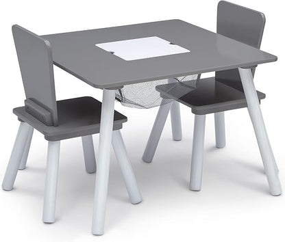 Delta Children 4-Piece Toddler Playroom Set, Grey/White