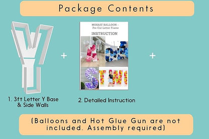 3FT Tall Mosaic Balloon Frame Letters Big Marquee Light Up Letters DIY Kit for Birthday Party Wedding Backdrop Decor Letter Y Pre-Cut Foam Board