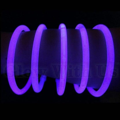 Glow Sticks Bulk Wholesale Bracelets, 1000 8” Purple Glow Stick Glow Bracelets, Bright Color, Glow 8-12 Hrs, Glow Party Favors Supplies, Sturdy Packaging, GlowWithUs Brand