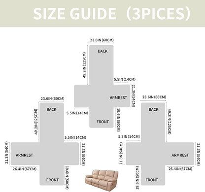 Easehomey Waterproof Recliner Sofa Cover,Non-Slip Reclining Sofa Covers for 3 Seat,Washable Reclining Sofa Cover Furniture Protector with Elastic Straps Pocket for Kids, Pets(Cream White,3Seat)