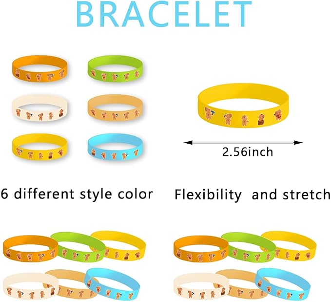 Capybara Party Favors ，Capybara Birthday Decorations For Kids Capybara Birthday Party Supplies For Girls Includes 12 Bracelets,12 Button Pins,12 Key Chain,50 Stickers