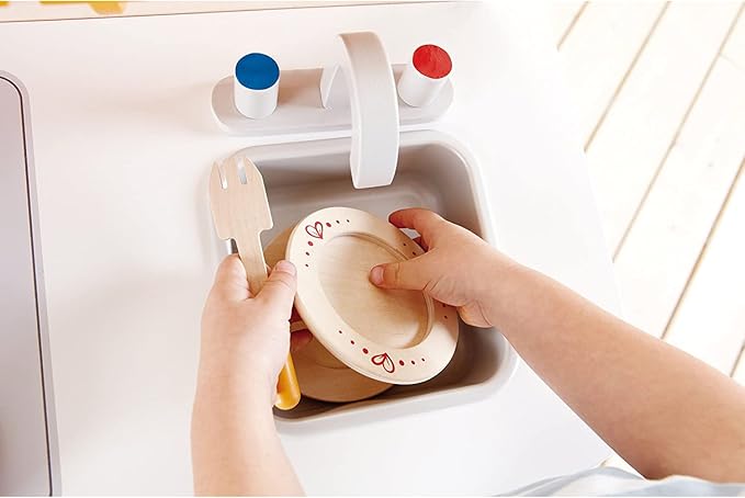 Hape Gourmet Kitchen Kid's Wooden Pretend Play Kitchen Set |Sink, Stove, Baking Oven, Cabinet, Turnable Knobs & Spice Shelf