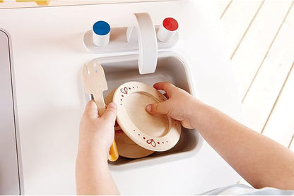 Hape Gourmet Kitchen Kid's Wooden Pretend Play Kitchen Set |Sink, Stove, Baking Oven, Cabinet, Turnable Knobs & Spice Shelf