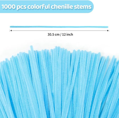 Eppingwin 1000pcs Pipe Cleaners, Light Blue Pipe Cleaners Craft Supplies,Chenille Stems for DIY Arts Crafts Project(Light Blue)