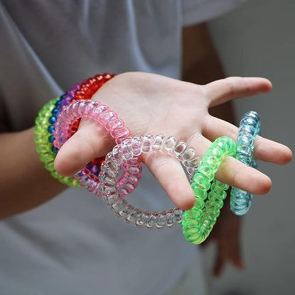 Sensory Stretchy Kids Coil Bracelets, 6 Pack Funny Speech and Communication Aid Bracelet Fidget Toys for Boys Girls with Autism ADHD Anxiety or Special Needs - Assorted Colors (Rainbow B)