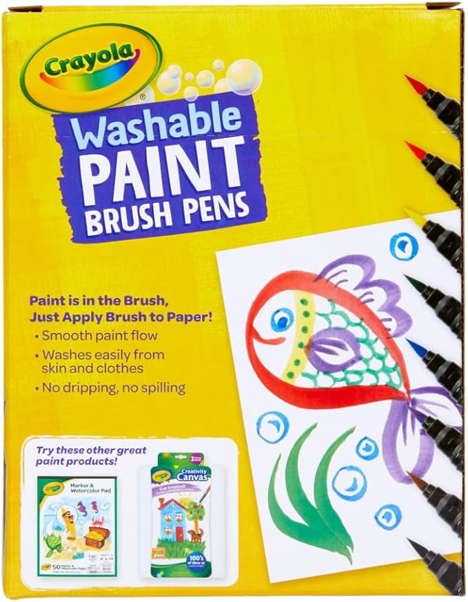 Crayola No-Drip Paint Brush Pens, Assorted Colors Set, 40 Count, Creative Gift for Kids and Teens