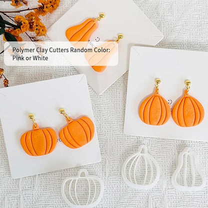 Xaekicr 3Pcs Halloween Pumpkin Polymer Clay Cutters Set – Fall Theme Clay Cutters for Earrings Making – Pumpkin Clay Tools for Polymer Clay Molds
