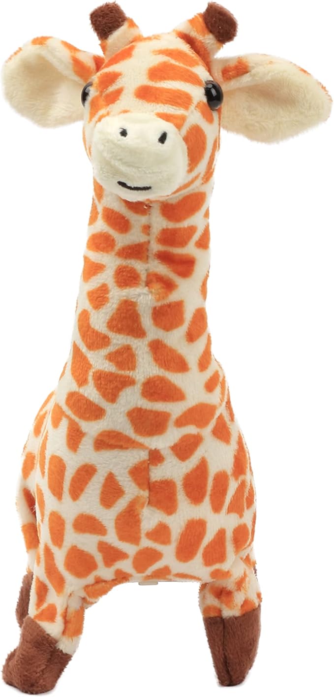 Hopearl Walking Giraffe Interactive Electronic Pet Plush Jirafa Toy with Sounds and Movements Animated Shaking Tail Gifts for Toddlers Birthday, Brown, 9''