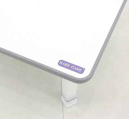 Baby Care Kids Folding Floor Table w/Adjustable Heights - for Play, Reading, and Snack Time and More (White/Grey)