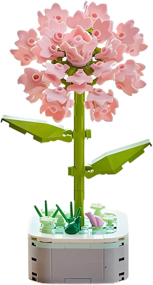 Flower Bouquet Building Set with Base, Flower Building Set Artificial Plant Flowers Building Blocks for Home Office Decor, Birthday Gifts, Desktop Trinkets Age 6+