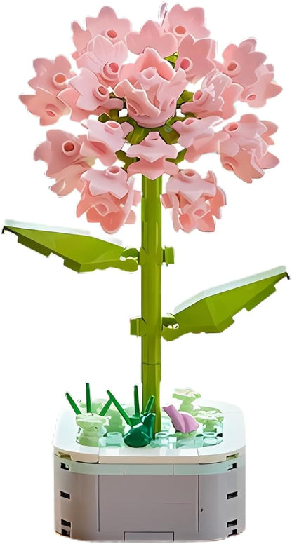 Flower Bouquet Building Set with Base, Flower Building Set Artificial Plant Flowers Building Blocks for Home Office Decor, Birthday Gifts, Desktop Trinkets Age 6+
