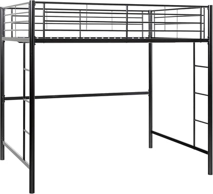 Walker Edison Timothee Urban Industrial Metal Twin over Loft Bunk Bed, Twin Size, Black