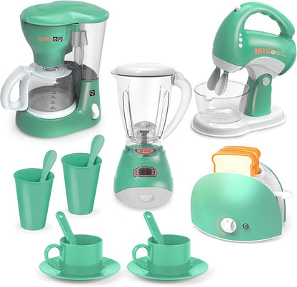 Play Kitchen Toys,Pretend Play Kitchen Appliances Toy Set with Coffee Maker, Blender, Mixer, Toaster, Toys for 3 4 5 6 7 8 Year Old, Birthday Gifts for Kids