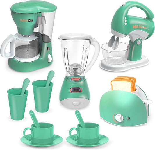 Play Kitchen Toys,Pretend Play Kitchen Appliances Toy Set with Coffee Maker, Blender, Mixer, Toaster, Toys for 3 4 5 6 7 8 Year Old, Birthday Gifts for Kids