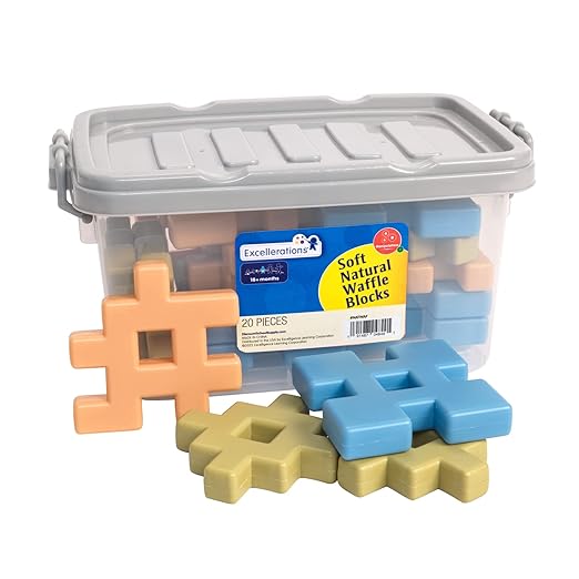 Excellerations Natural Tones Waffle Blocks - 18 Pieces