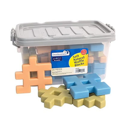 Excellerations Natural Tones Waffle Blocks - 18 Pieces