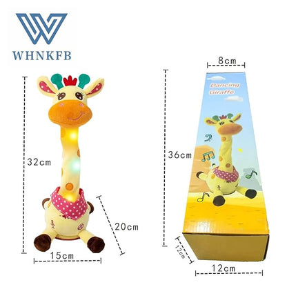 Dancing Giraffe Plush Baby Toy 6-12 Months - Talking Giraffe Stuffed Animal Singing Songs & Repeat What You Say, Musical Light Up Toy for Toddlers 1-3 Years Boy Girl, Soft Interactive Gift