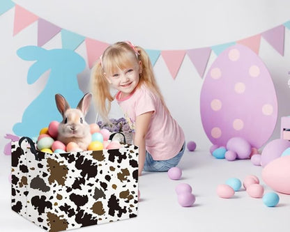 HIYAGON Rectangular Easter Cow Basket - Kids Baby Storage Bin Toy Organizer Box for Boys Room Decor