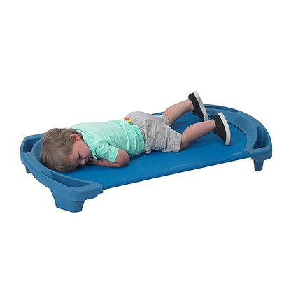 Children’s Factory Space Line Cot, Toddler, 42.5" Height, 22" Length, 9.5" Width, Blue (Pack of 4)