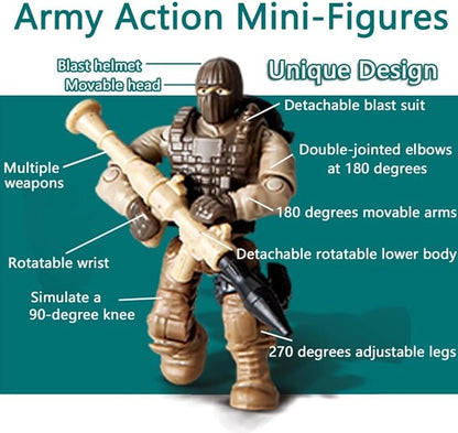 24 PCS Thunder Special Forces Building Block Action Mini-Figures Blind Bags with Multiple Weapons Accessories Equipment Assembly Building Toys Party Favors for Boys