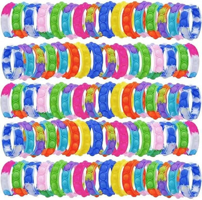 80Pcs Pop Bracelet Fidget Toy, Wearable Fidget Bracelets Push Poping Bubble Sensory Toys Stress Relief Finger Press Silicone Wristband for Kids and Adults ADHD ADD Autism Anxiety
