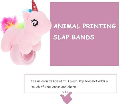 ibasenice Animal Slap Bracelet Party Pack - 6 Colorful Plush Unicorn Slap Wrist Bands for Kids, Perfect for Birthdays, Favors, and Holiday Celebrations