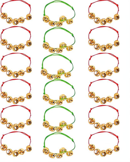 ArtCreativity 24 Pack Christmas Jingle Bell Bracelets, christmas party favors for adults, Easy to Adjust, Jingle Gold Bells, Christmas Stocking Stuffers for Kids and Adults, Red and Green