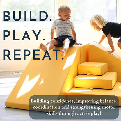 Foamnasium Wedge, Indoor Foam Playset, Soft Toddler and Active Kids Play Foam Wedge for Crawling, Climbing, Sliding and Jumping, Made in The US, Pewter