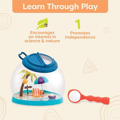 B. toys- Tiki Retreat Bug Catcher Kit – 1 Bug Cage with Tweezers & Magnifying Glass – Bug Toys for Kids 4+
