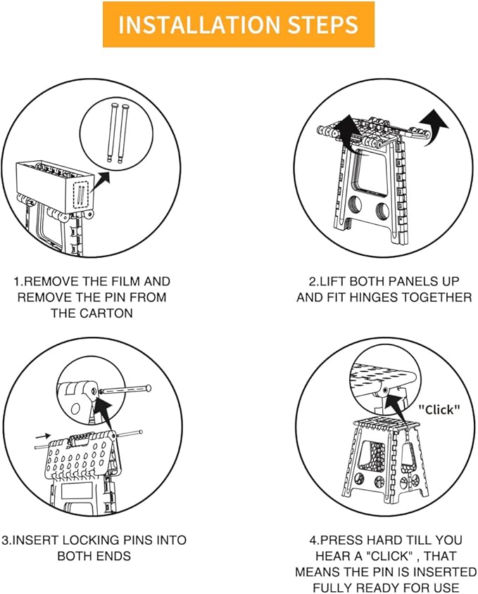Delxo 16” Folding Step Stool in Royal Blue,1 Pack Premium Heavy Duty Foldable Stool for Adults,Portable Collapsible Plastic Step Stool,Non Slip Folding Stools for Kitchen Bathroom Bedroom Up to 400LBS