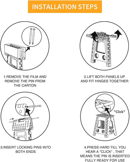 Delxo 16” Folding Step Stool in Royal Blue,1 Pack Premium Heavy Duty Foldable Stool for Adults,Portable Collapsible Plastic Step Stool,Non Slip Folding Stools for Kitchen Bathroom Bedroom Up to 400LBS