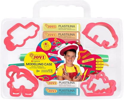 Jovi Plastilina Reusable and Non-Drying Modeling Clay Combo Pack with Carrying Case, 8 Bars of .88oz Clay, 12 Clay molds, 3 Clay Tools, Plus Clay Rolling pin