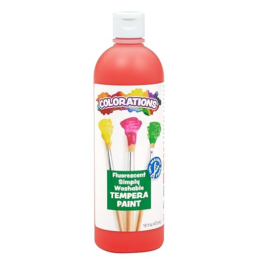 Colorations Simply Washable Tempera Paint, Fluorescent Neon Red - 16 oz.