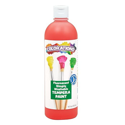 Colorations Simply Washable Tempera Paint, Fluorescent Neon Red - 16 oz.
