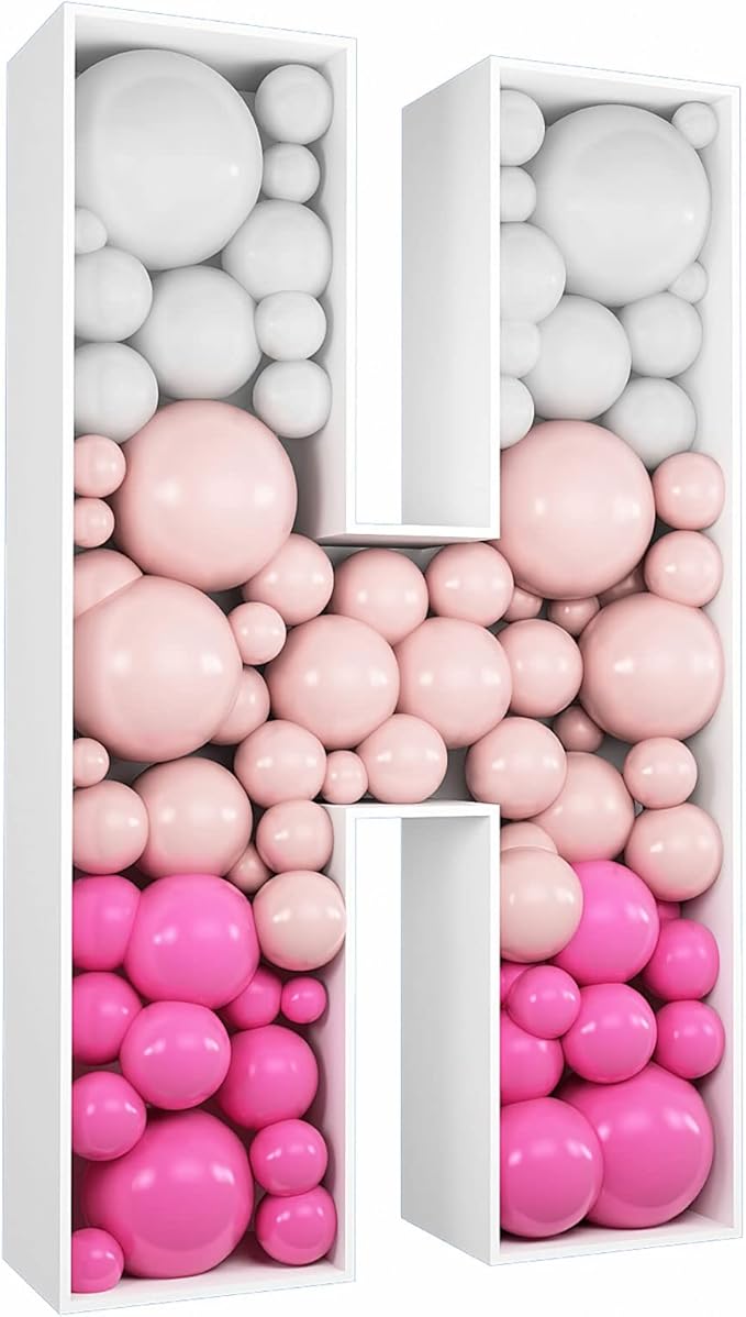 3FT Tall Mosaic Balloon Frame Letters Big Marquee Light Up Letters DIY Kit for Birthday Party Wedding Backdrop Decor Letter H Pre-Cut Foam Board