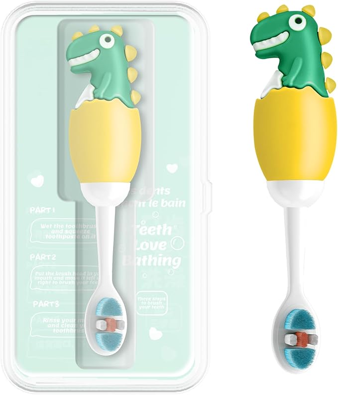 Kids Manual Toothbrush, Extra Soft Bristle Toddler Toothbrush with 10000 Bristles, Kids Travel Toothbrush Designed for Delicate Teeth & Gums for Children 2-7 Years (Yellow)