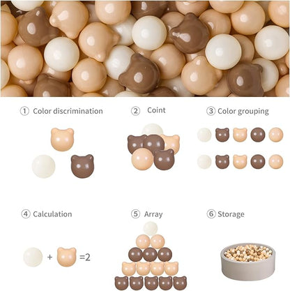 GOGOSO Bear Ball Pit Balls Shapes BPA Free Plastic Play Balls Crush Proof Kids Toddlers Baby Pastel Pelotas Toy Shaped Giant Friendship Bracelet