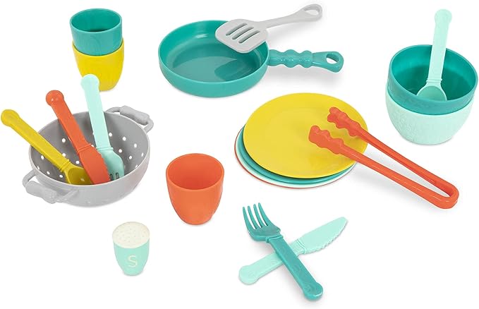 B. toys – Play Kitchen Accessories – Cookware, Dishes, Utensils – 33-Piece Play Set for Kids – Pretend Play Toys – 3 Years + – Mini Chef Kitchen Set