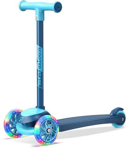 3 Wheel Scooter for Kids, Smooth Light Up LED Front Wheels, Wide Anti Slip Deck, Rear Foot Brake, Easy Lean to Steer Maneuvering, Indoor & Outdoor Ride On Toys for Ages 2 Up,