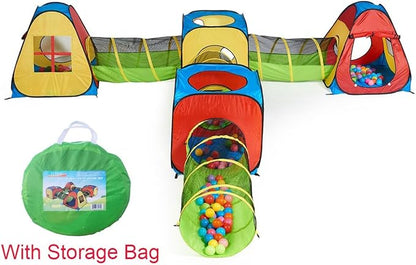 UTEX 8 in 1 Pop Up Children Play Tent House with 4 Tunnel, 4 Tents for Boys, Girls, Babies and Toddlers for Indoor and Outdoor Use