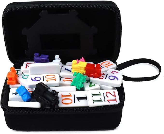 KAILE Mexican Train Dominoes Set with Numbers, Colorful Double 12 Numeral Mexican Train Dominoes Set with Durable Travel Case - Vibrant Fun for Family Game Night, Parties, and Gatherings