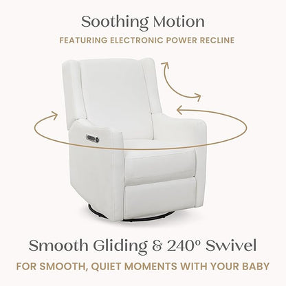 Delta Children Mercer Electronic Power Recliner and Swivel Glider with USB and Type-C Ports in LiveSmart Performance Fabric - Water Repellent & Stain Resistant, Pearl