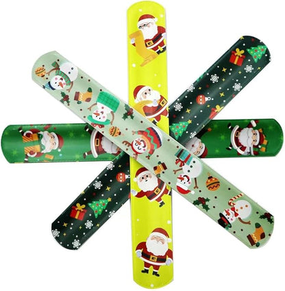 15 Pcs Christmas Slap Bracelets for Kids Christmas Slap Bracelets Bulk for Boys and Girls holiday Slap Bracelet Party Supplies Favors Classroom Prizes Exchanging Gifts
