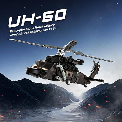 DAHONPA UH-60 Helicopter Black Hawk Medium Utility Military Army Airplane Building Bricks Set, 660+ Pieces Air-Force Build Blocks Toy, Gift for Kid and Adult