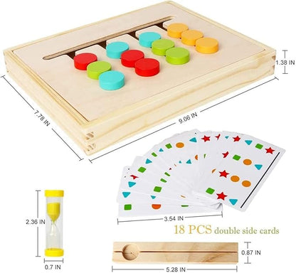 Montessori Learning Toys Slide Puzzle Color & Shape Matching Brain Teasers Logic Game Preschool Educational Wooden Toys for Kids Boys Girls Age 3 4 5 6 7 Years Old Airplane Travel Toys Birthday Gifts
