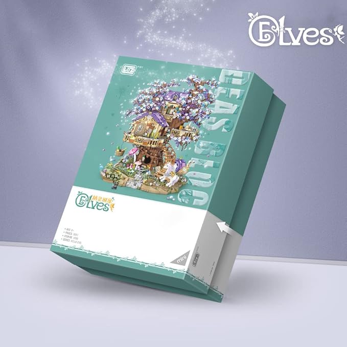 LOZ Mini Blocks 1065 Elf Tree House Building Kit, 3991PCS/MOC Sakura Tree House Street View Building Blocks Set, DIY Mini Bricks House Model, Awesome Building Toys Gift for Adults