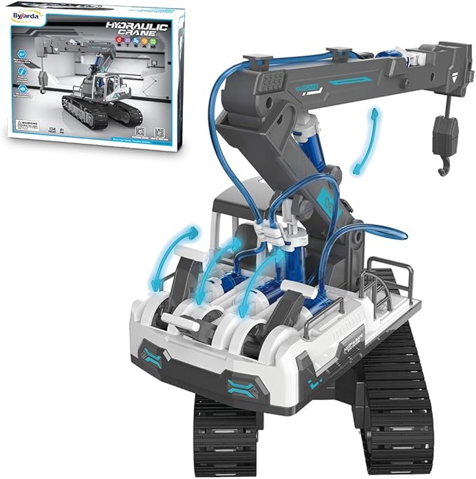 Hydraulic Power Crane Building Block Assembly Toy Set - Educational Science Experiment Kit,STEM Toys for Boys Age 8-12,Rich Operability＆Realistic Appearance