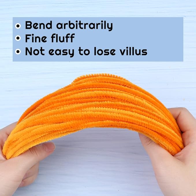 60 Orange Pipe Cleaners - Chenille Stem Bulk Pack for Arts & Crafts Projects