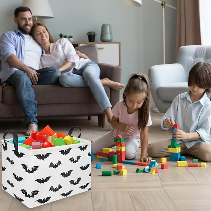 Easter Batman Basket,Collapsible waterproof storage basket,Batman toy decor,Cute toy storage box Empty for kids,Organizer Containers for Kids Toys,bat room decor(Black bats)