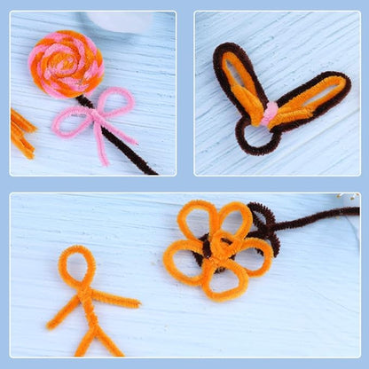 60 Orange Pipe Cleaners - Chenille Stem Bulk Pack for Arts & Crafts Projects